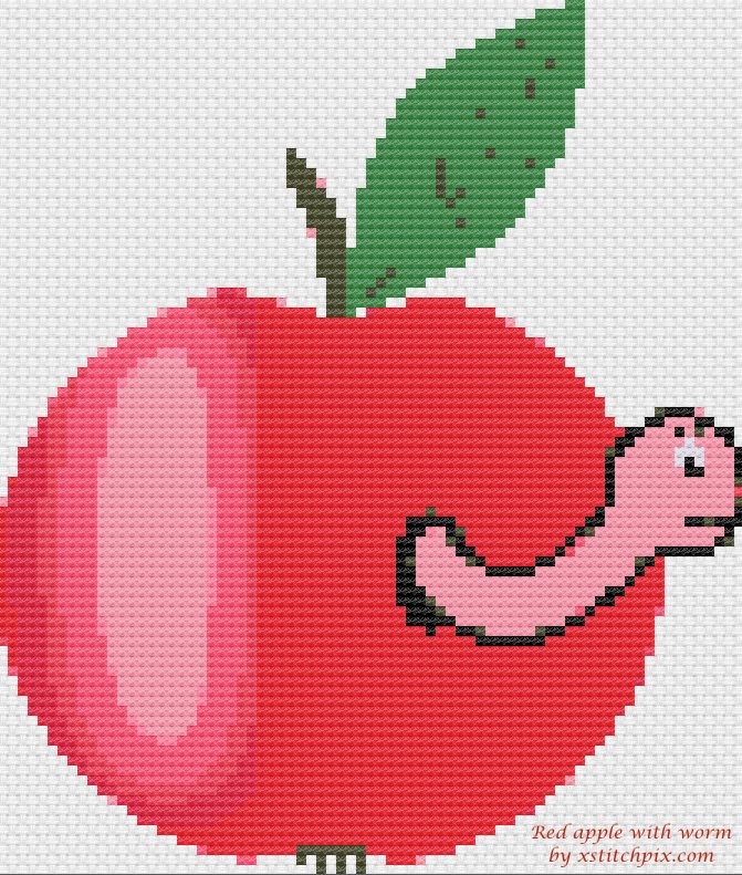 Red Apple with Worm