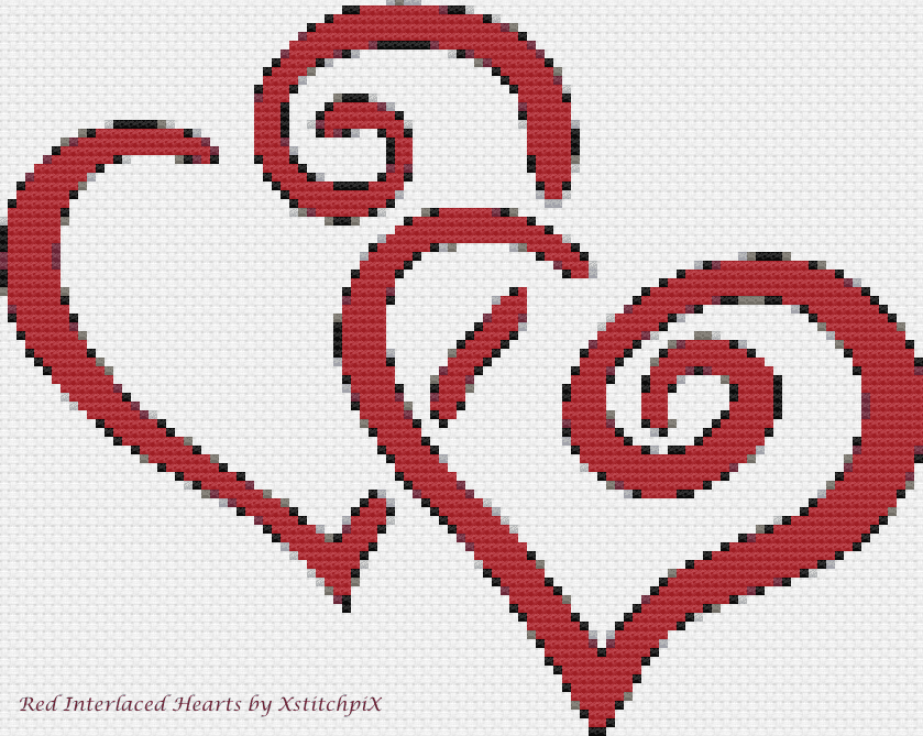 Red interlaced Hearts