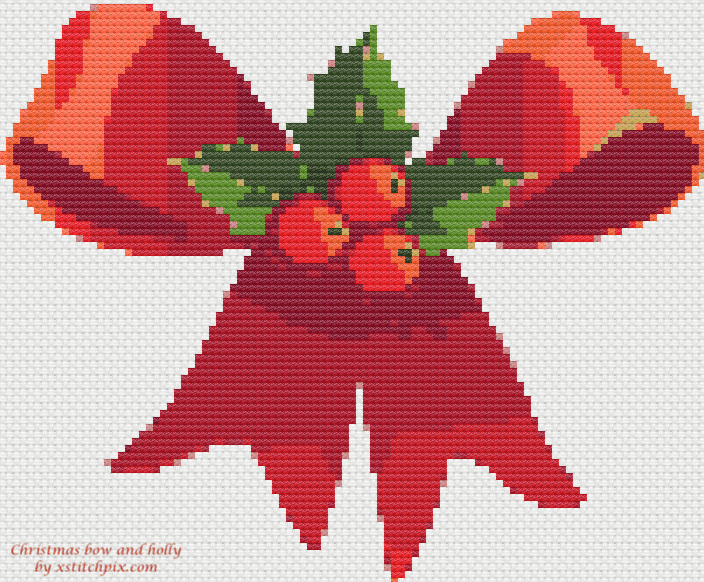 Red Christmas Bow with Holly