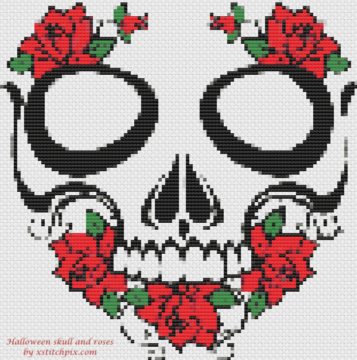 Halloween Skull and Roses