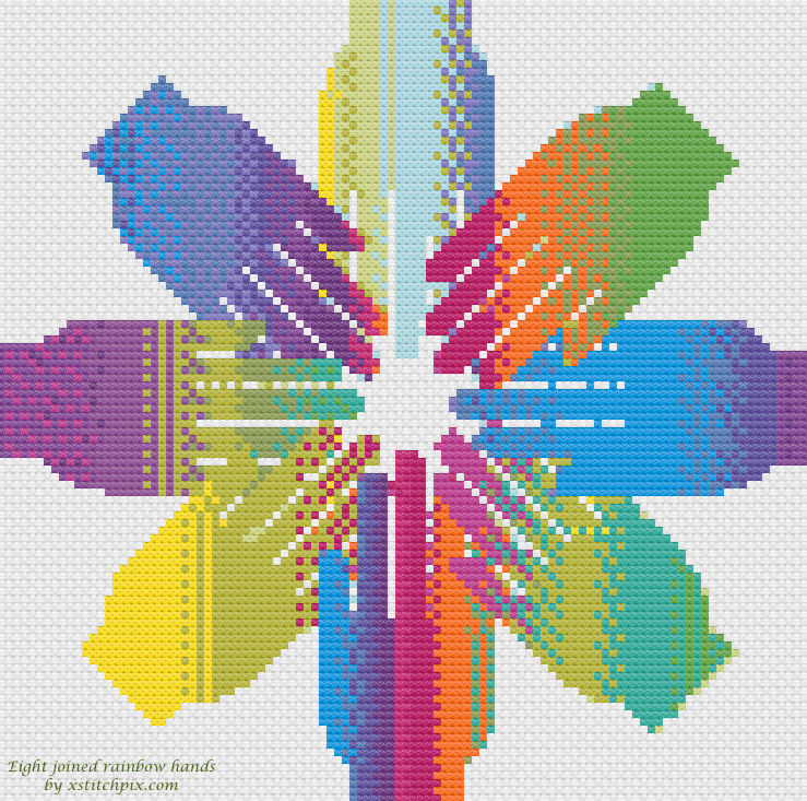 Eight Rainbow Hands