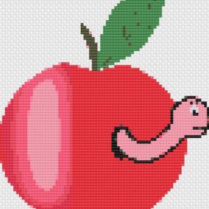Red Apple with Worm