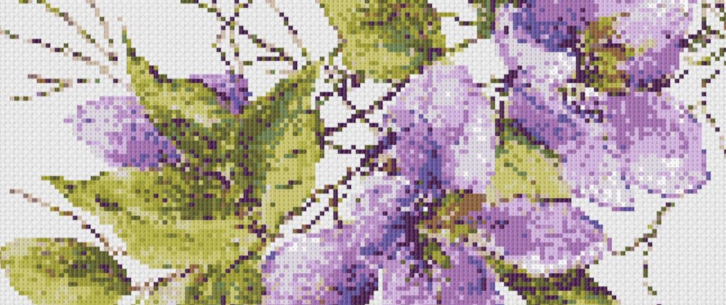 Cross-stitch fabric - purple magnolia chart