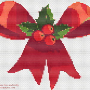 Red Christmas Bow with Holly