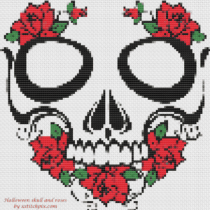 Halloween Skull and Roses