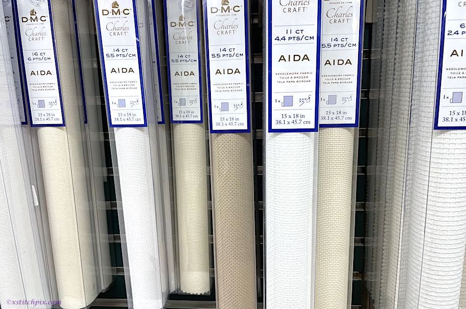 Cross-stitch fabric - Selection of Aida cloth in a haberdashery