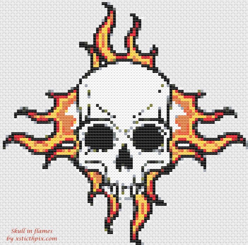 Skull in Flames for Halloween